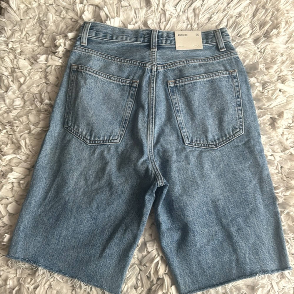 Agolde 90s Shorts, Light Wash High-Rise Denim Bermuda, Size 26 - Picture 6 of 14